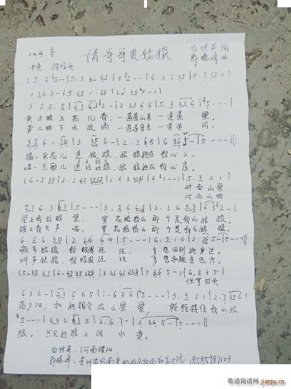 情哥哥爱姑娘(六字歌谱)1