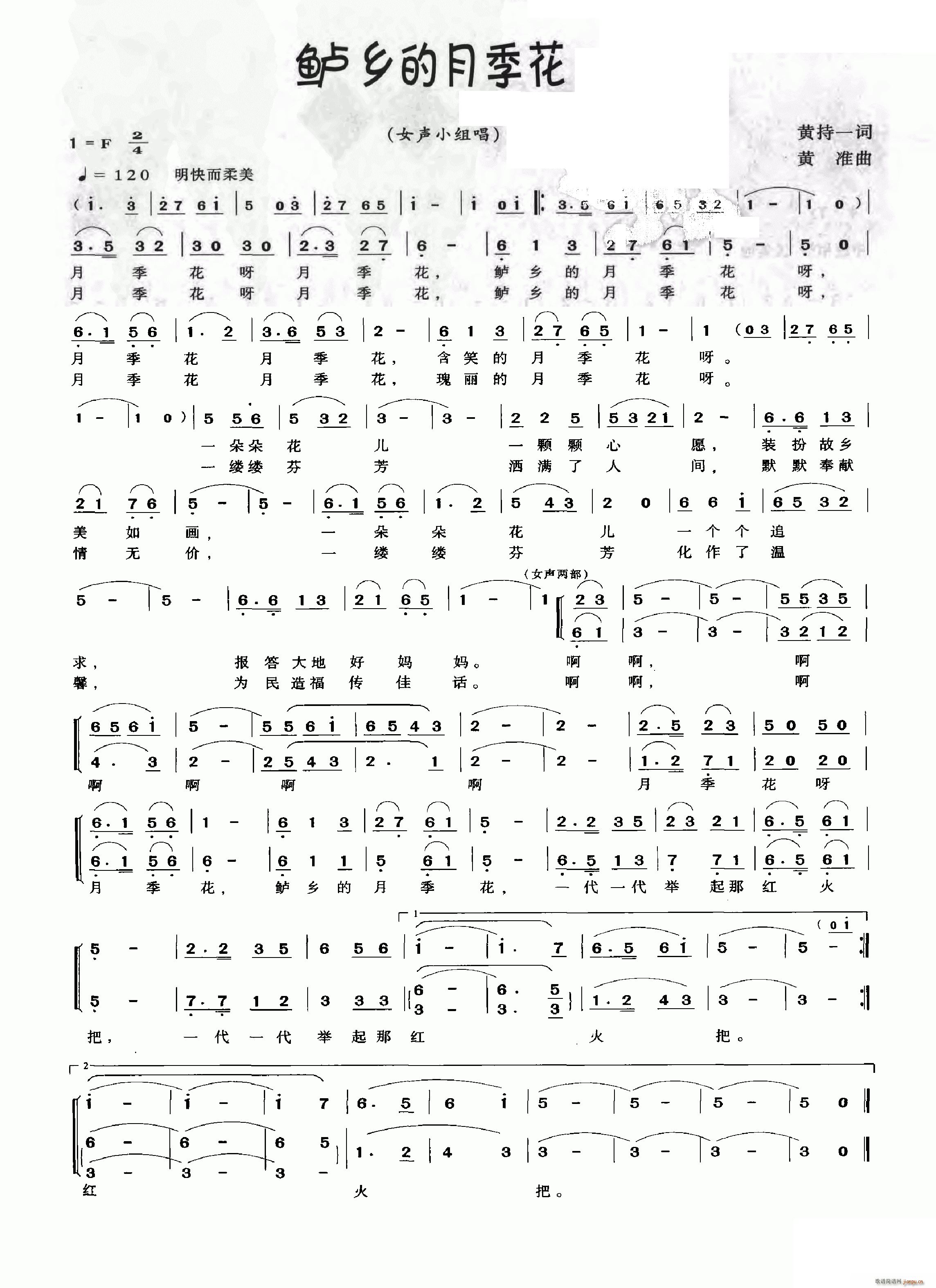 鲈乡的月季花(六字歌谱)1