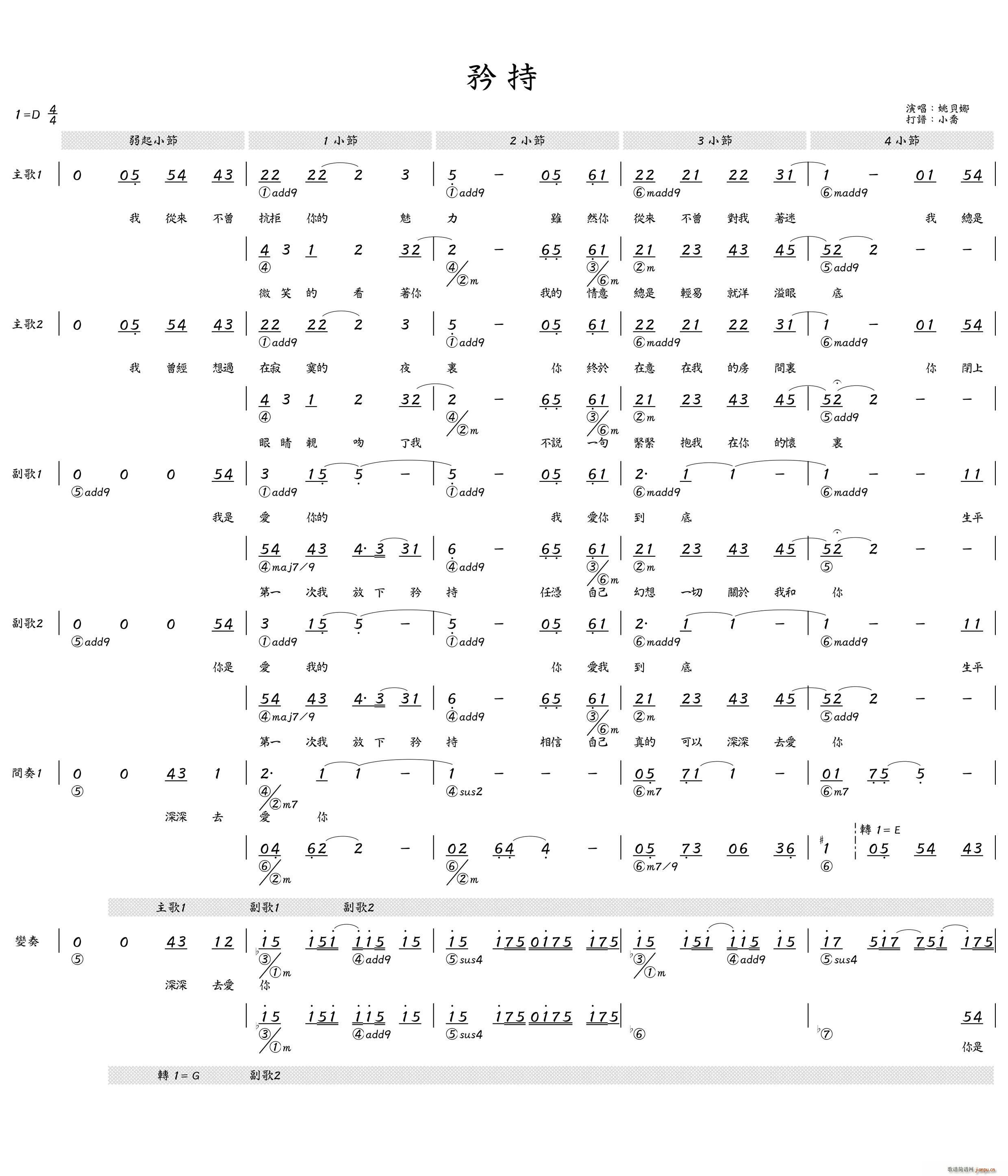 矜持 简和谱(六字歌谱)1