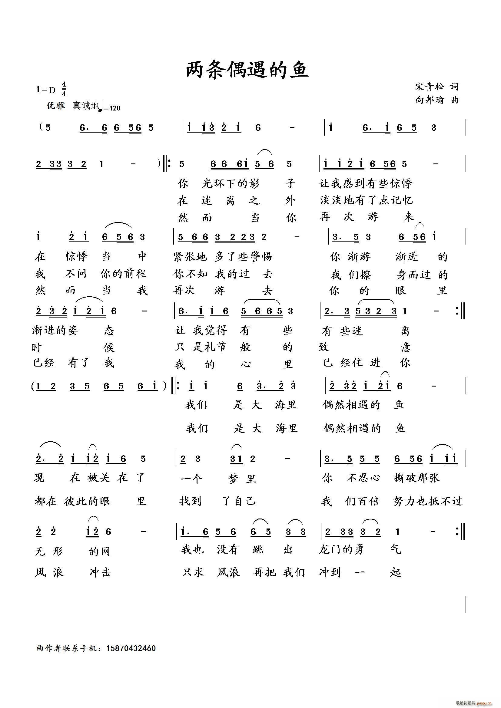 两条偶遇的鱼(六字歌谱)1