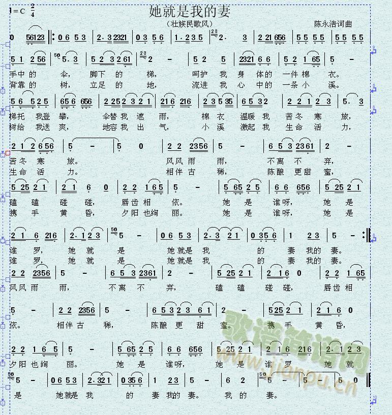 她就是我的妻(六字歌谱)1