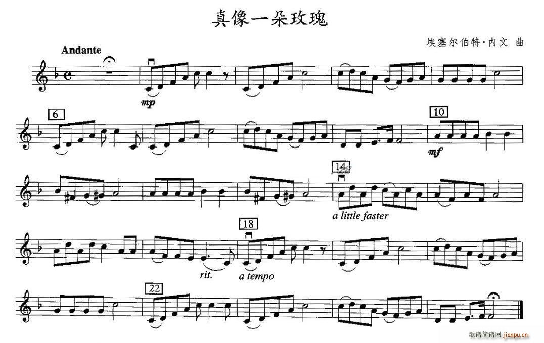 真像一朵玫瑰(六字歌谱)1