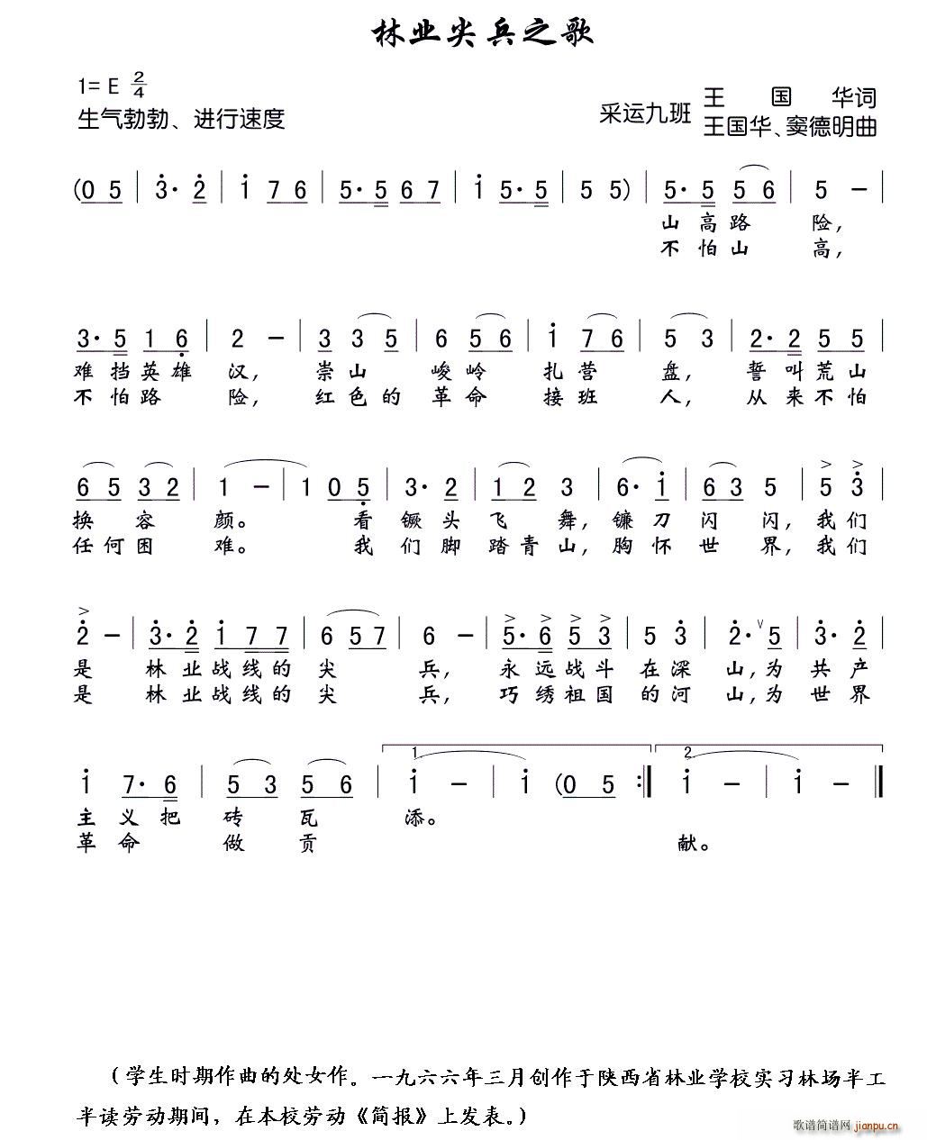 林业尖兵之歌(六字歌谱)1