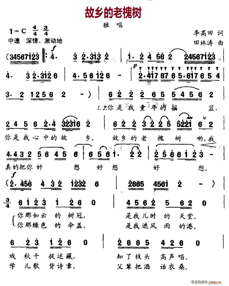 故乡的老槐树(六字歌谱)1
