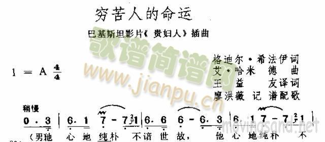 穷苦人的命运(六字歌谱)1