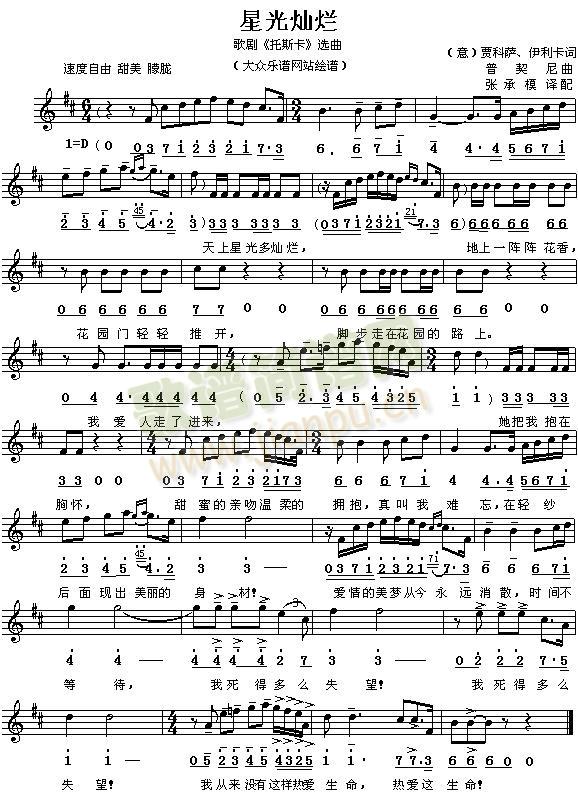 今夜星光灿烂(六字歌谱)1