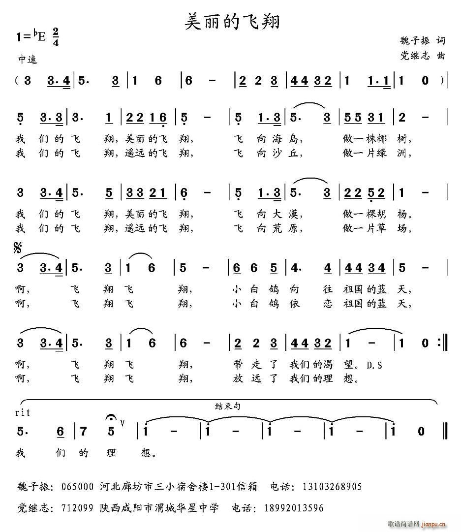 美丽的飞翔(五字歌谱)1