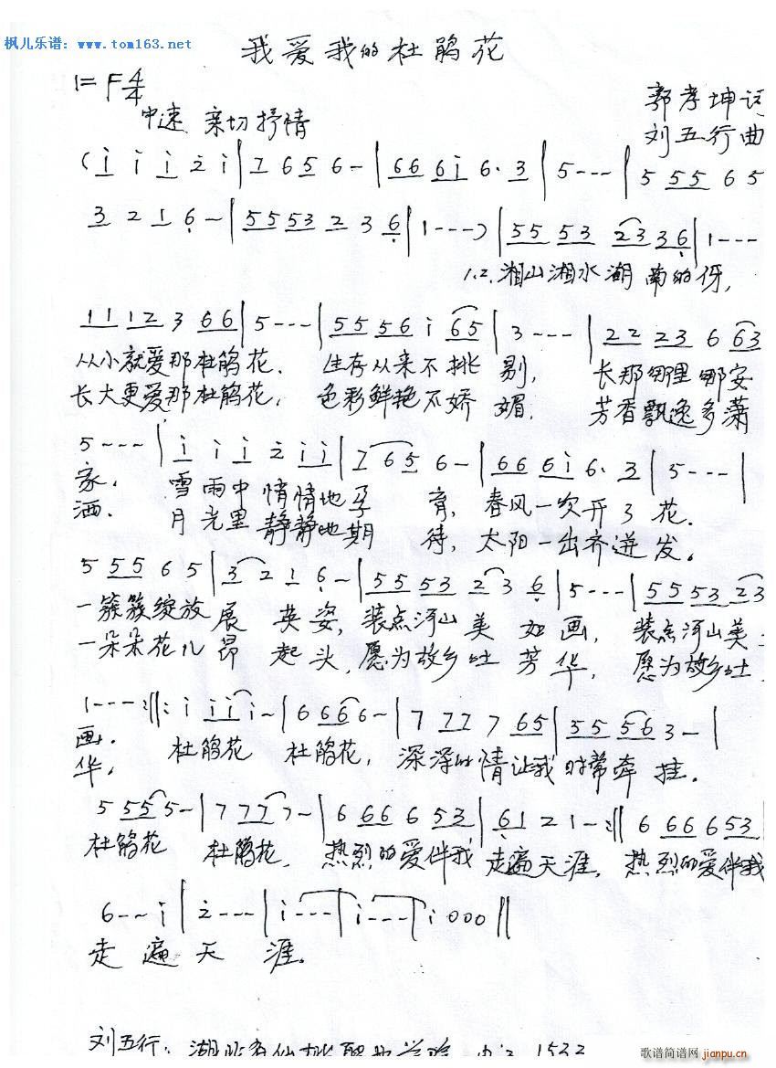 我爱我的杜鹃花(七字歌谱)1