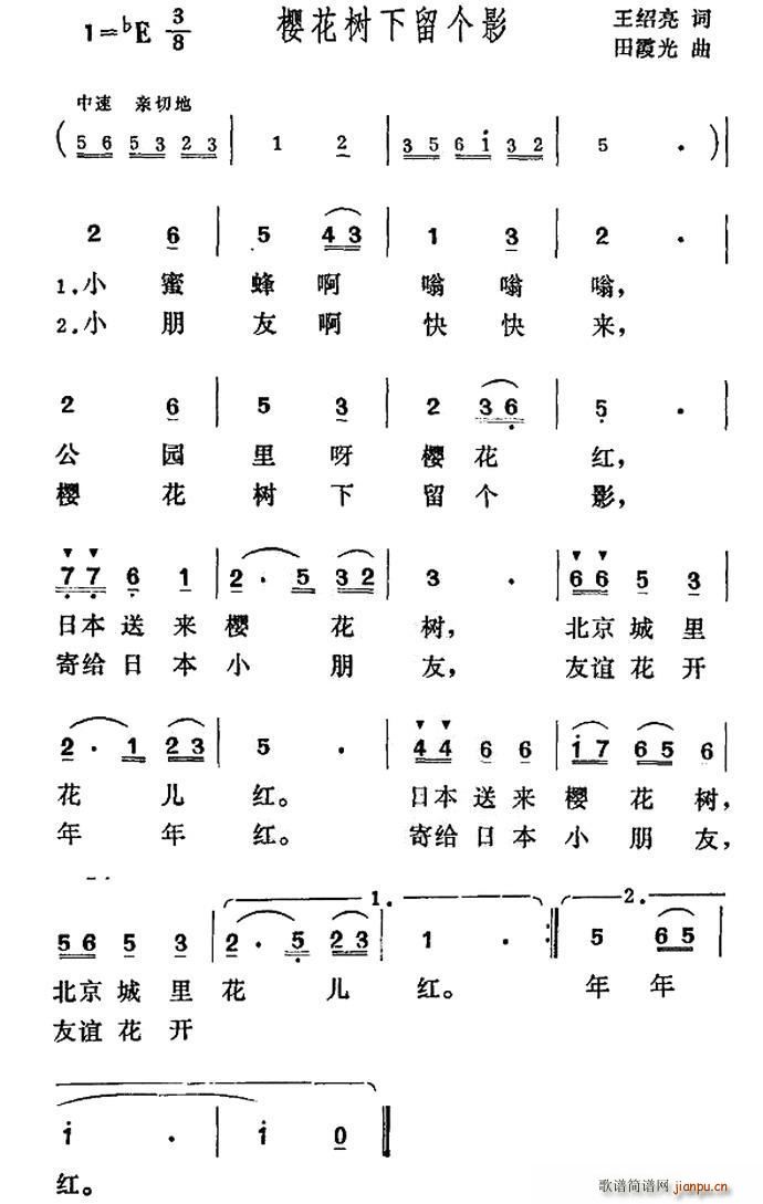 樱花树下留个影(七字歌谱)1