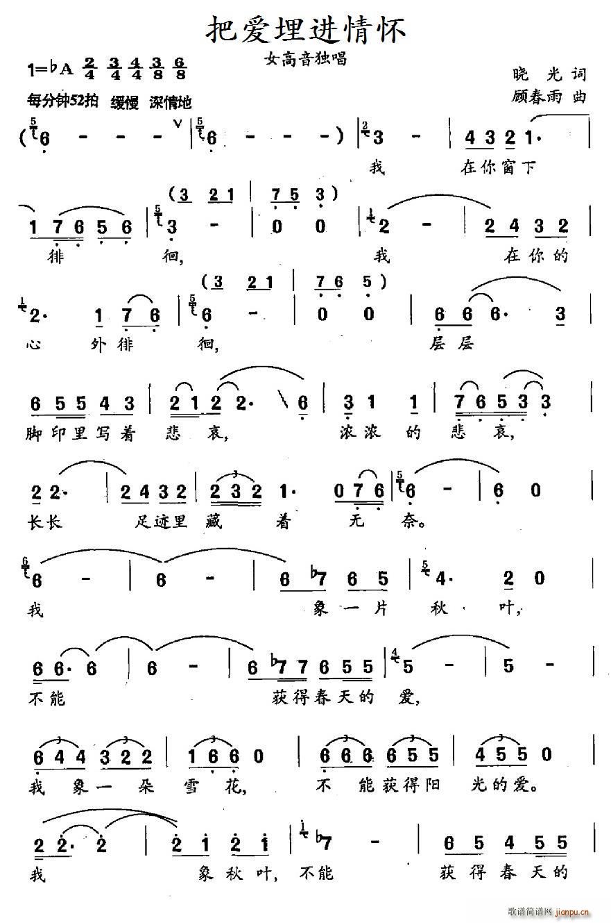 把爱情埋进情怀(七字歌谱)1