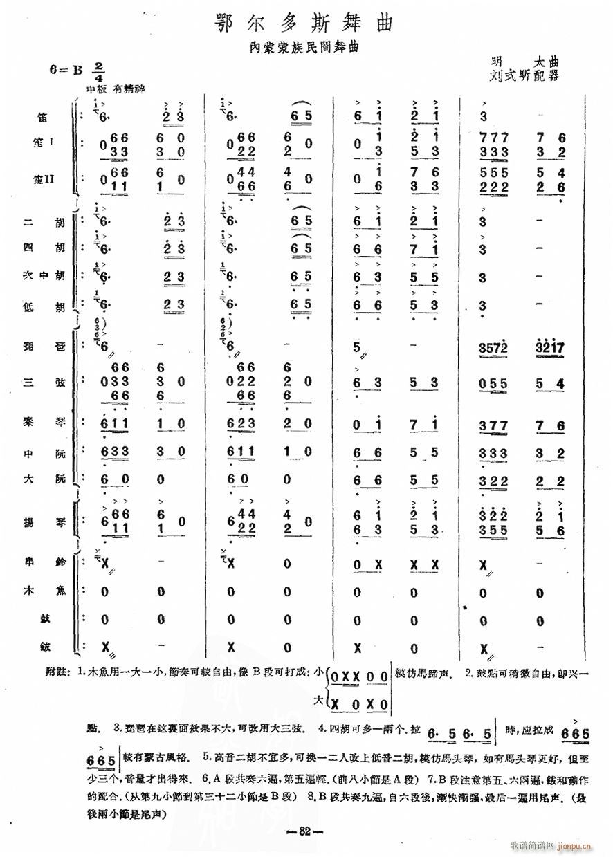 鄂尔多斯舞曲1(七字歌谱)1