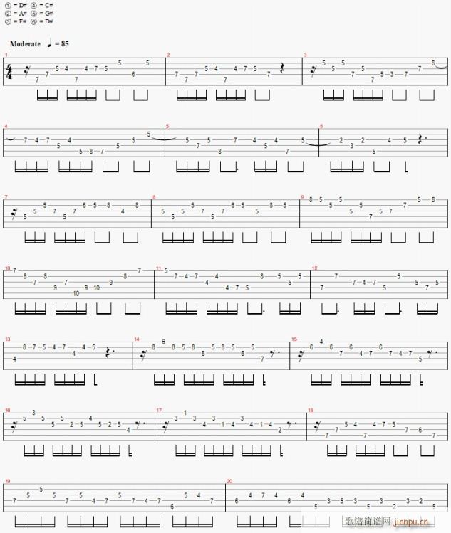 经典的跨弦练习(七字歌谱)1