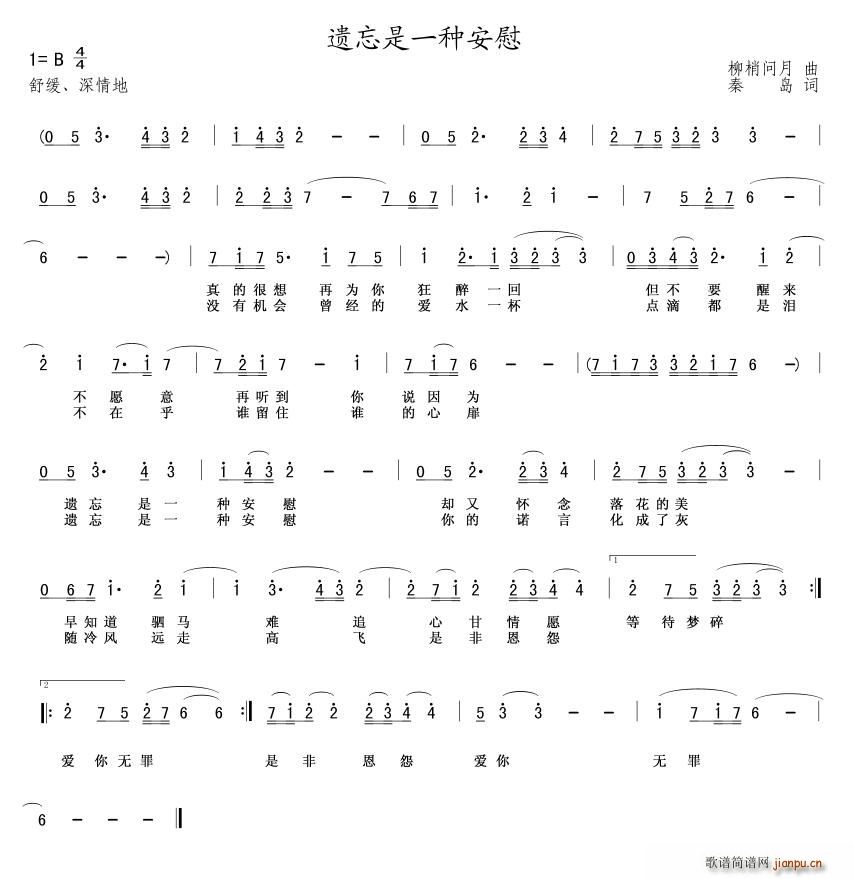 遗忘是一种安慰(七字歌谱)1