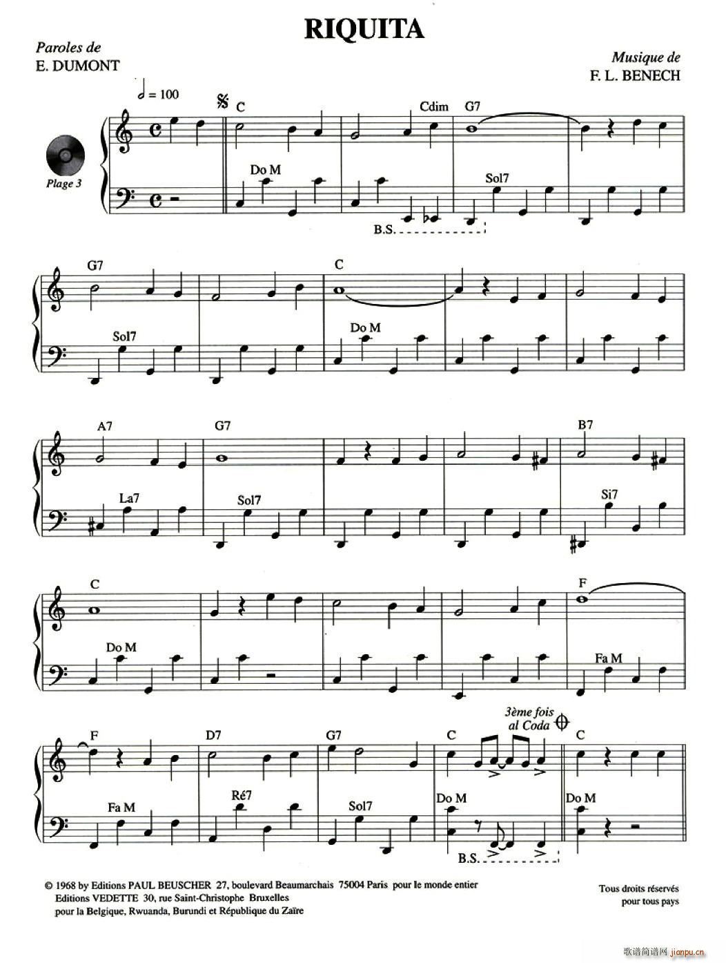 Riquita(七字歌谱)1