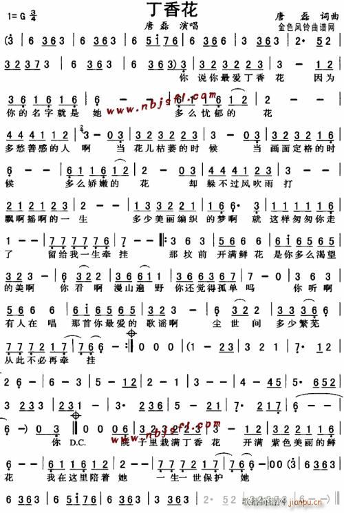 丁香花--唐磊(七字歌谱)1