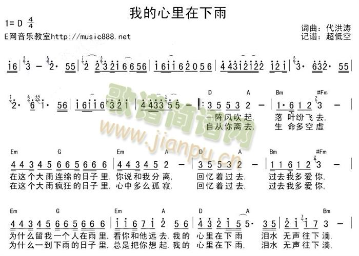 我的心里在下雨(七字歌谱)1