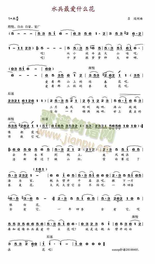 水兵最爱什么花(七字歌谱)1