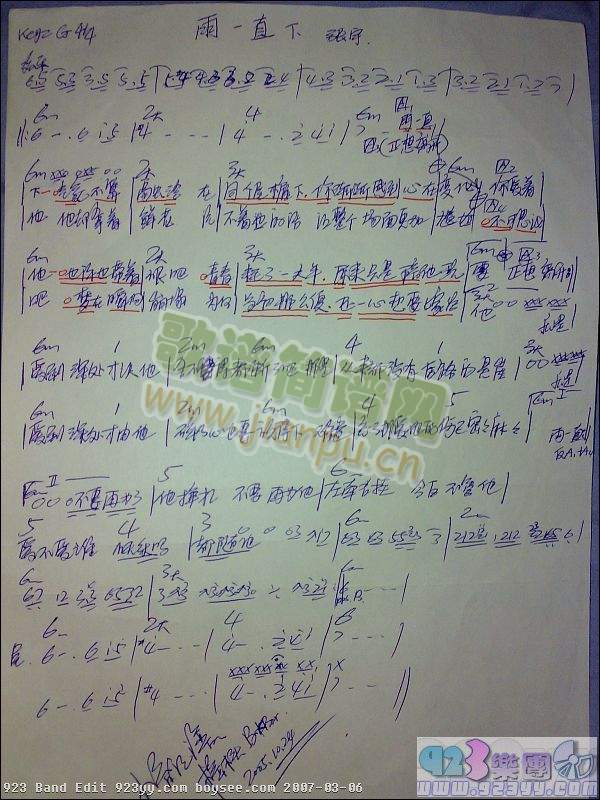 张宇-雨一直下(七字歌谱)1