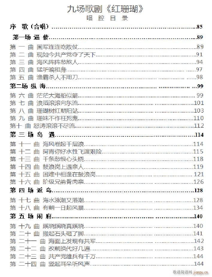 唱腔目录(四字歌谱)1
