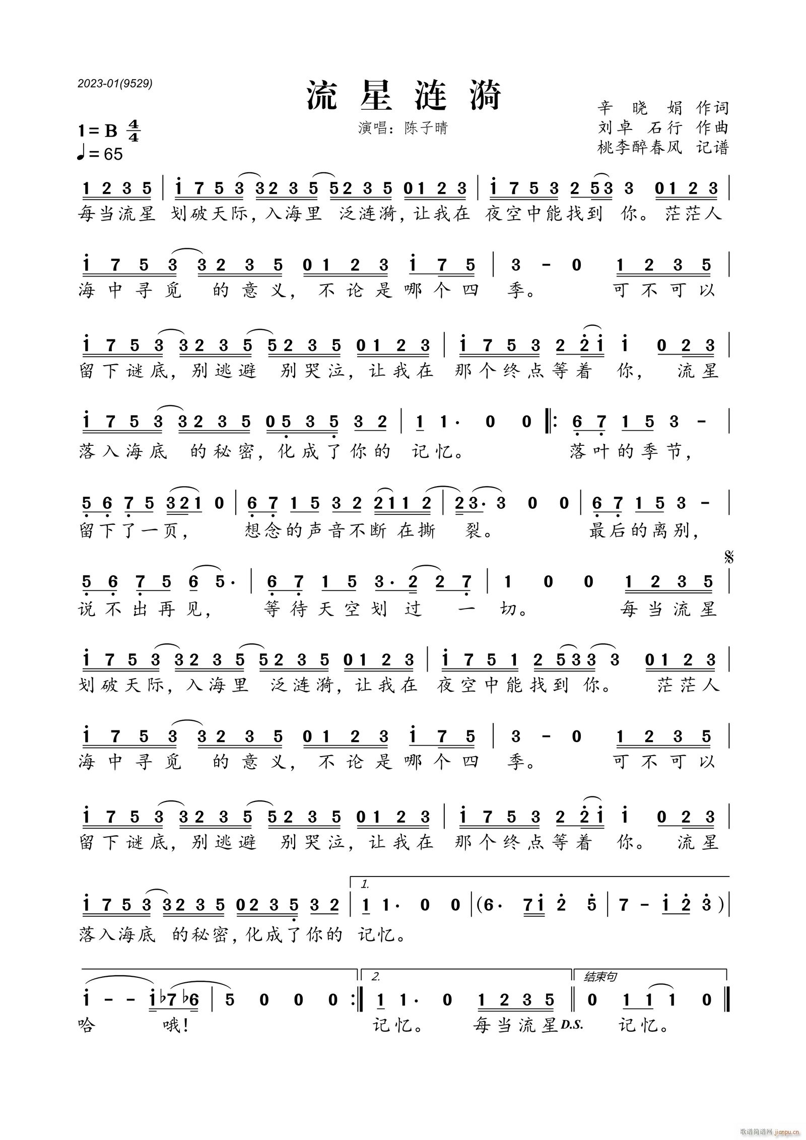 流星涟漪(四字歌谱)1