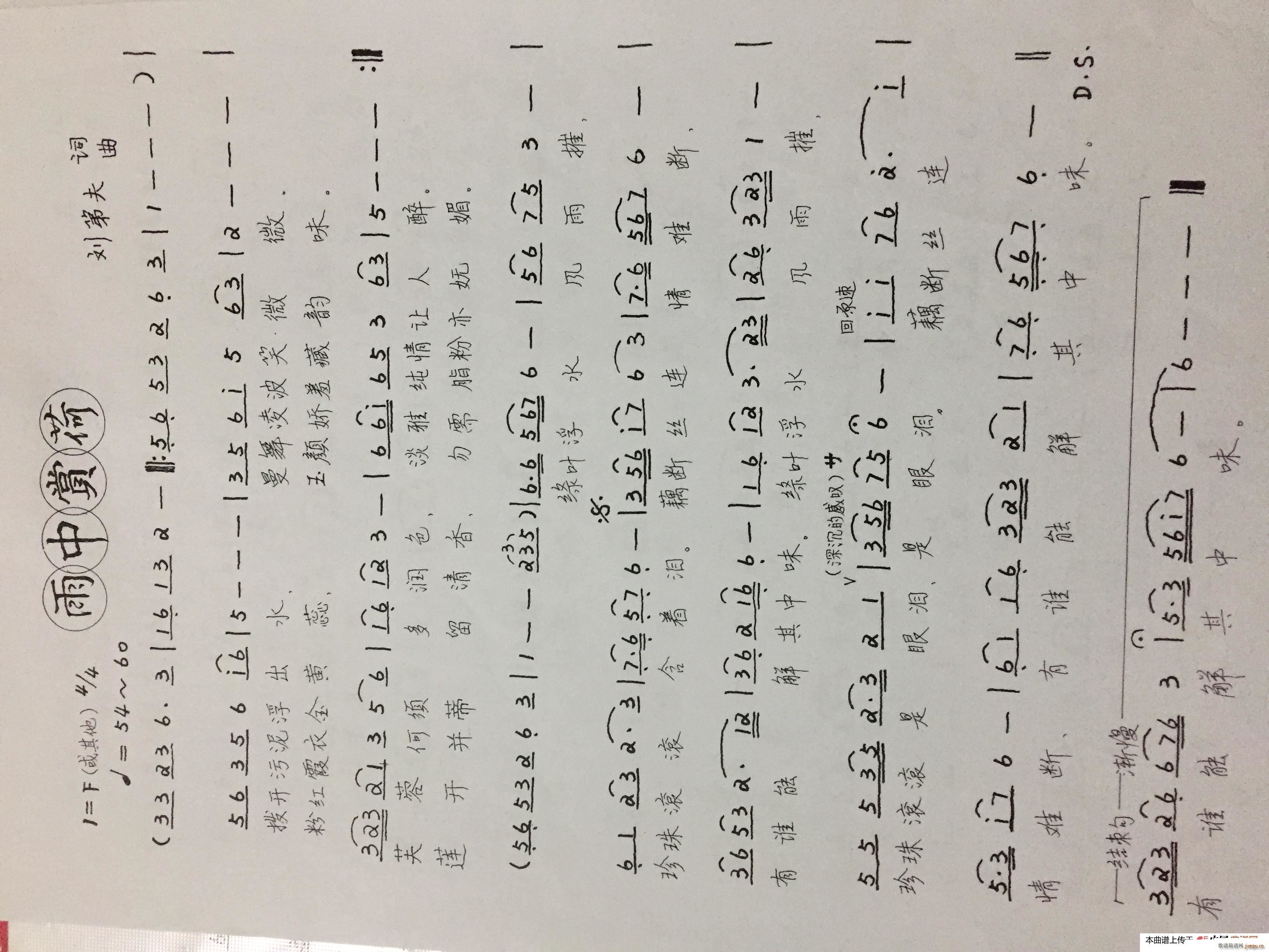 雨中赏荷(四字歌谱)1