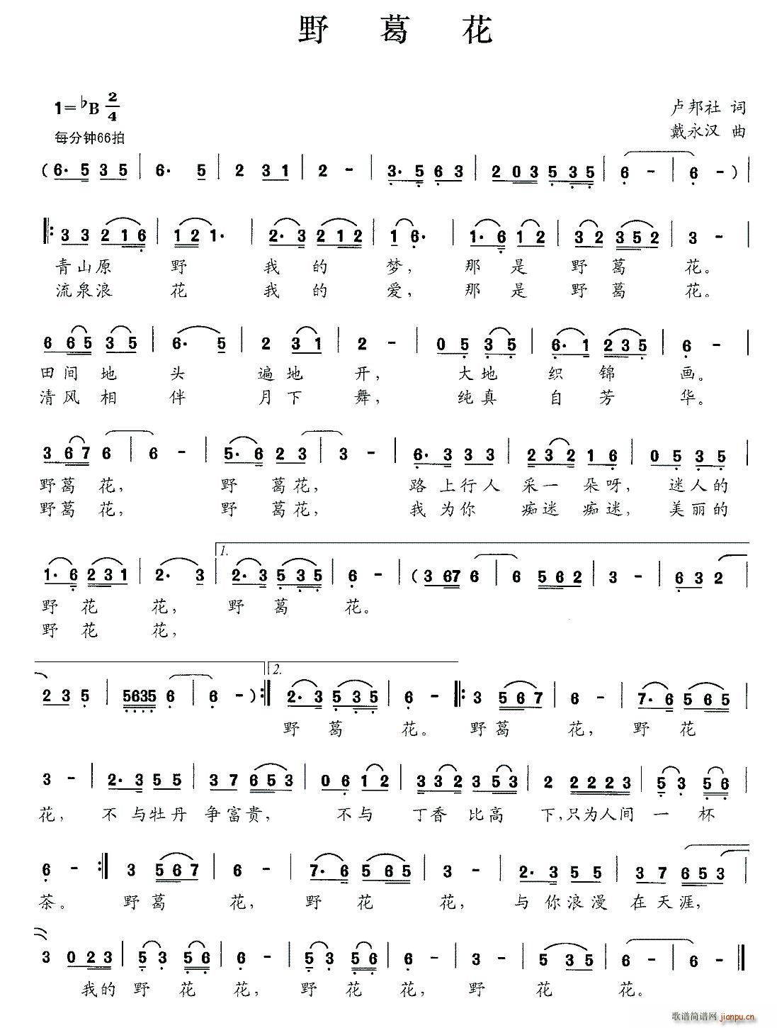 野葛花(三字歌谱)1