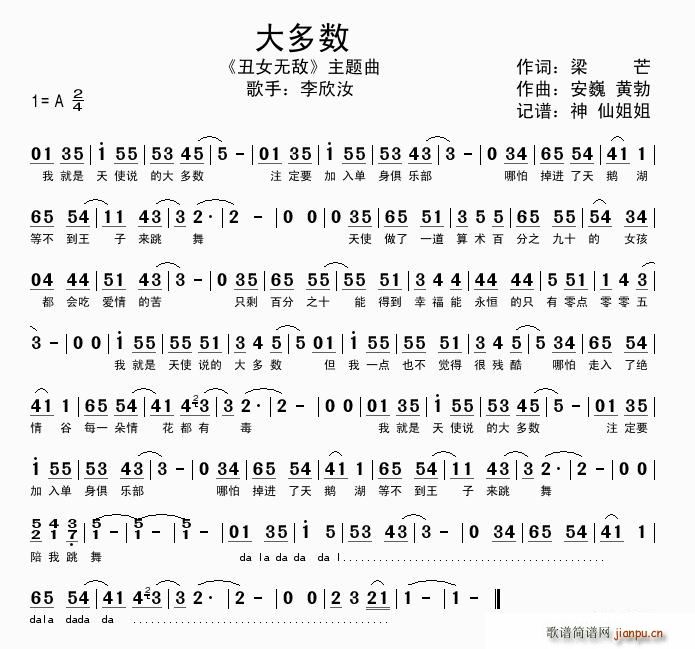 大多数(三字歌谱)1