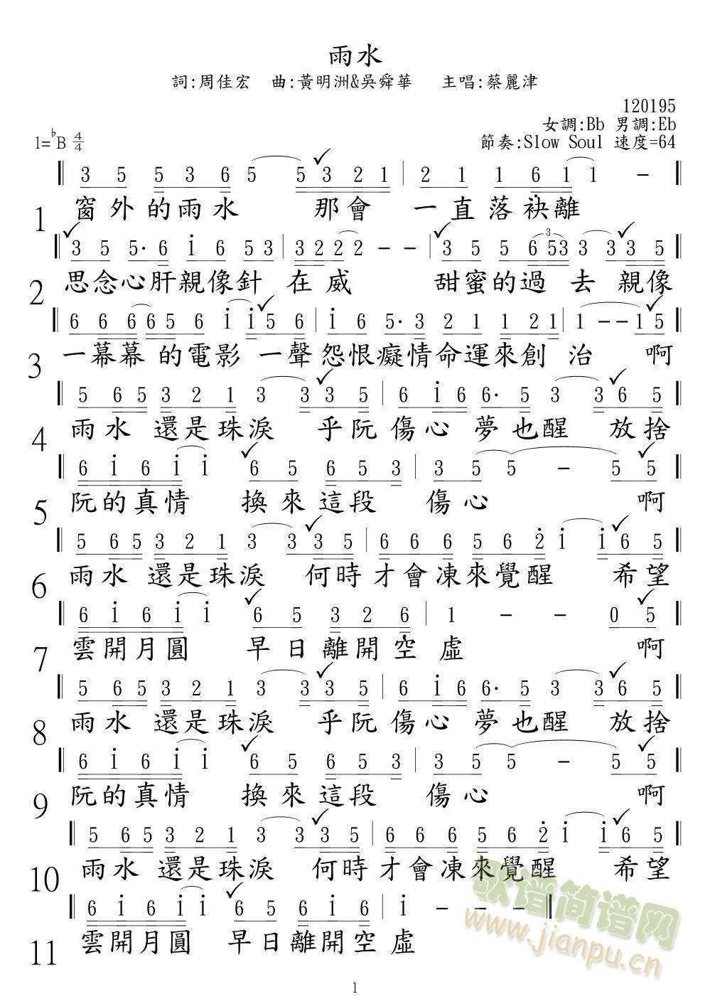 雨水(二字歌谱)1