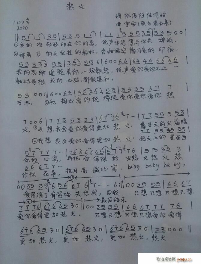 热火(二字歌谱)1