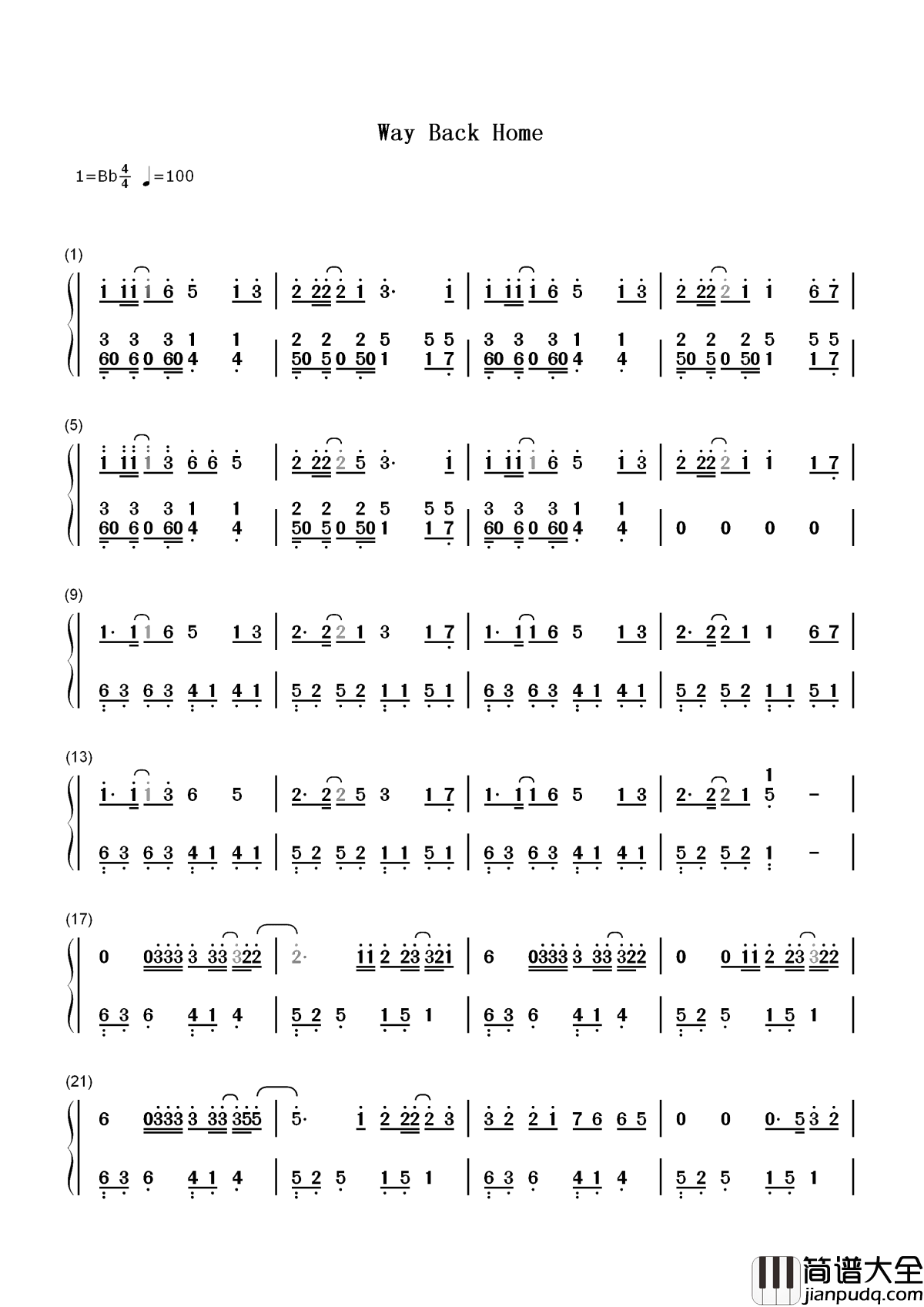 way_back_home简谱_SHAUN_如此细腻的声音,一开口就跪了