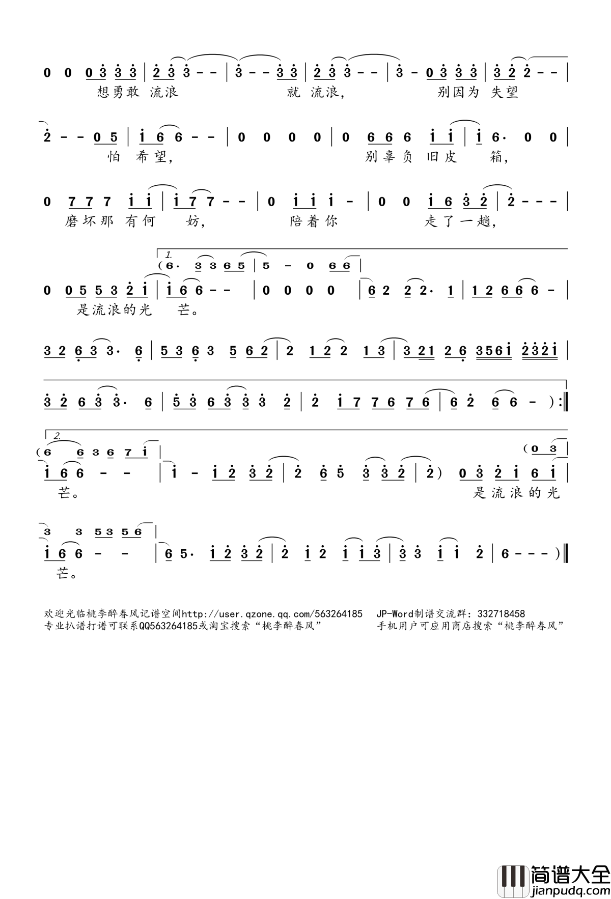 人生是一次热血的流浪简谱(歌词)_张磊演唱_电视剧_那年我们青春正好_主题曲