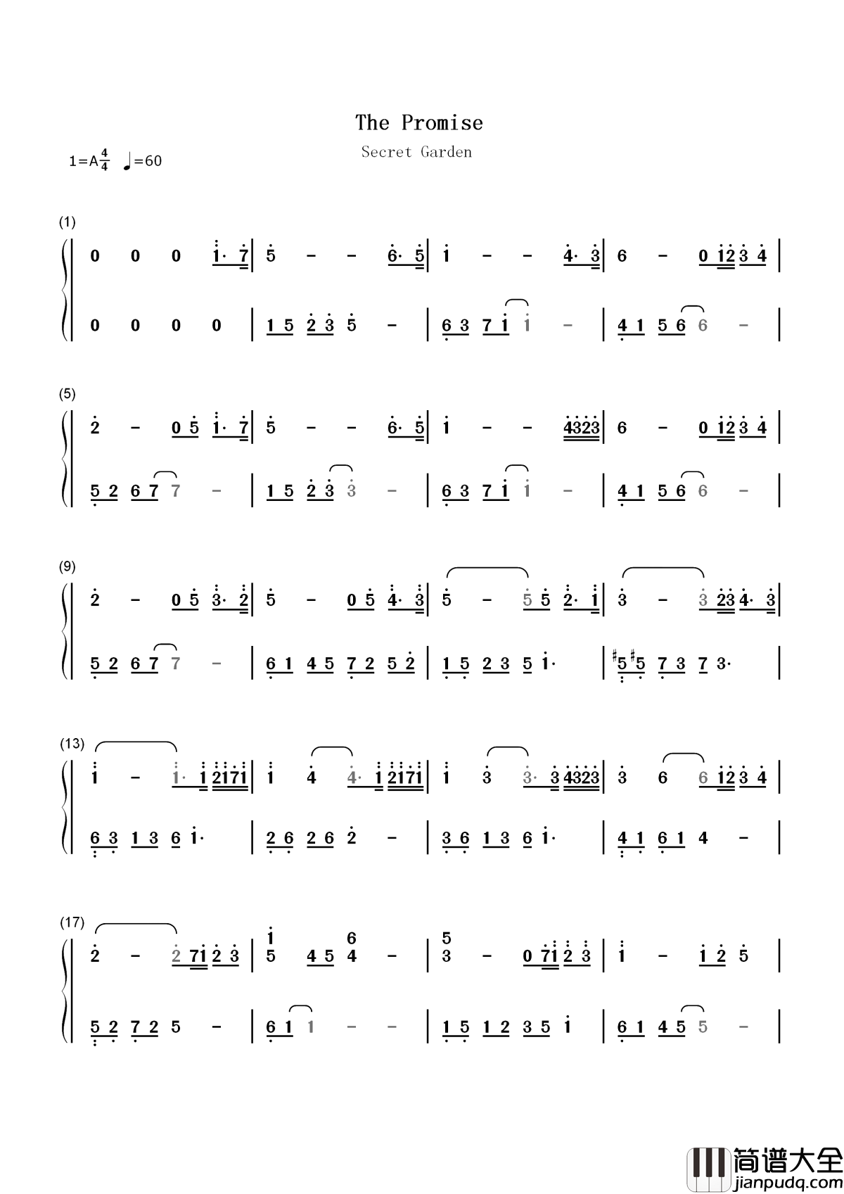The_Promise简谱__Secret_Garden__秘密花园的永恒承诺