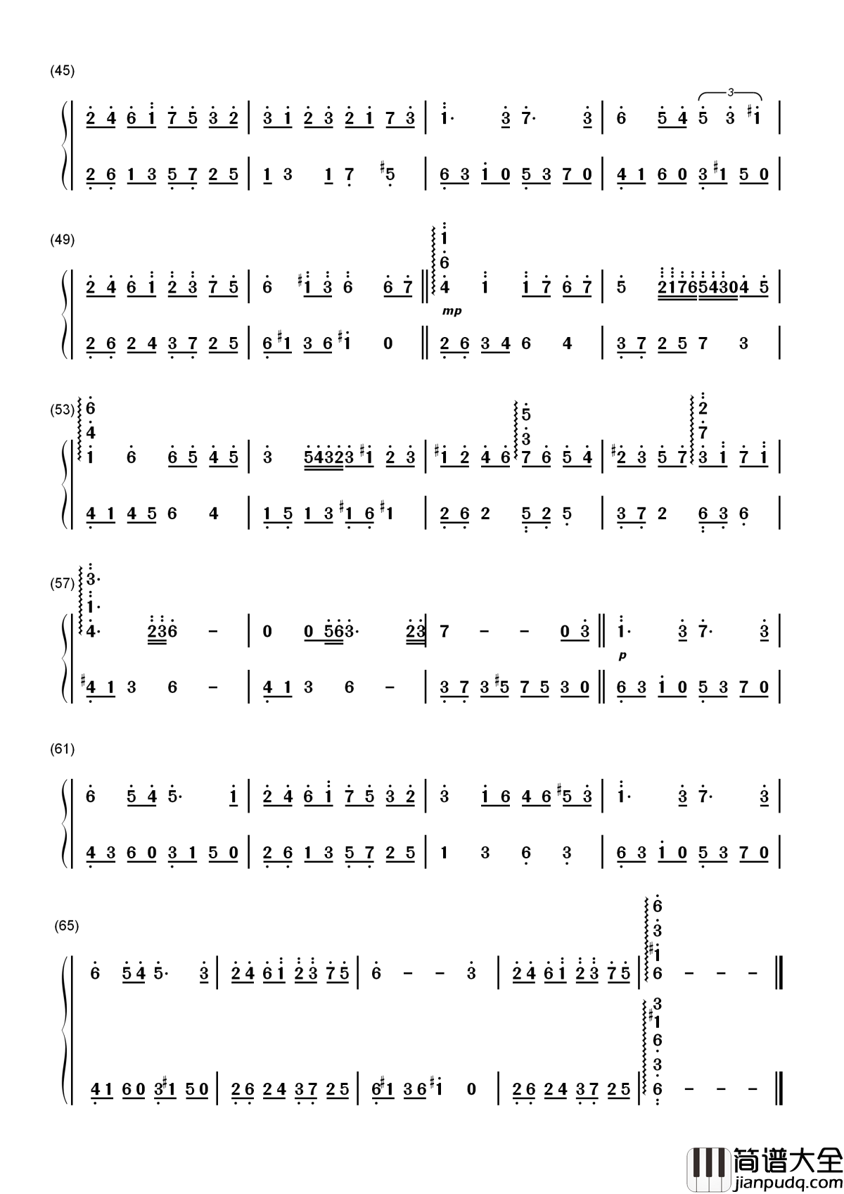 更替的四季简谱_久石譲_动画电影魔女急宅便的主题曲