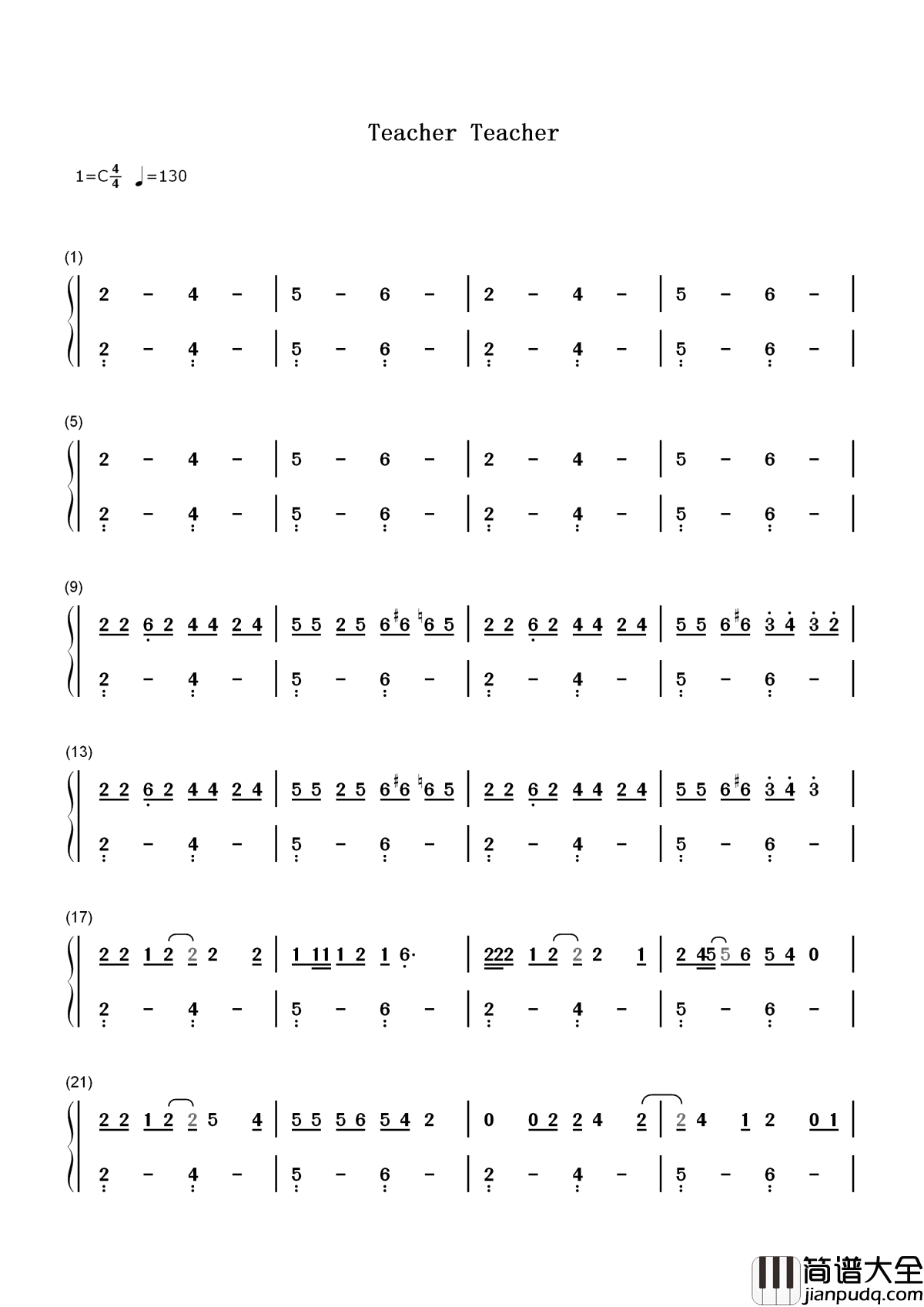 Teacher_Teacher简谱__AKB48__老师，爱这个学问就让我来教你吧