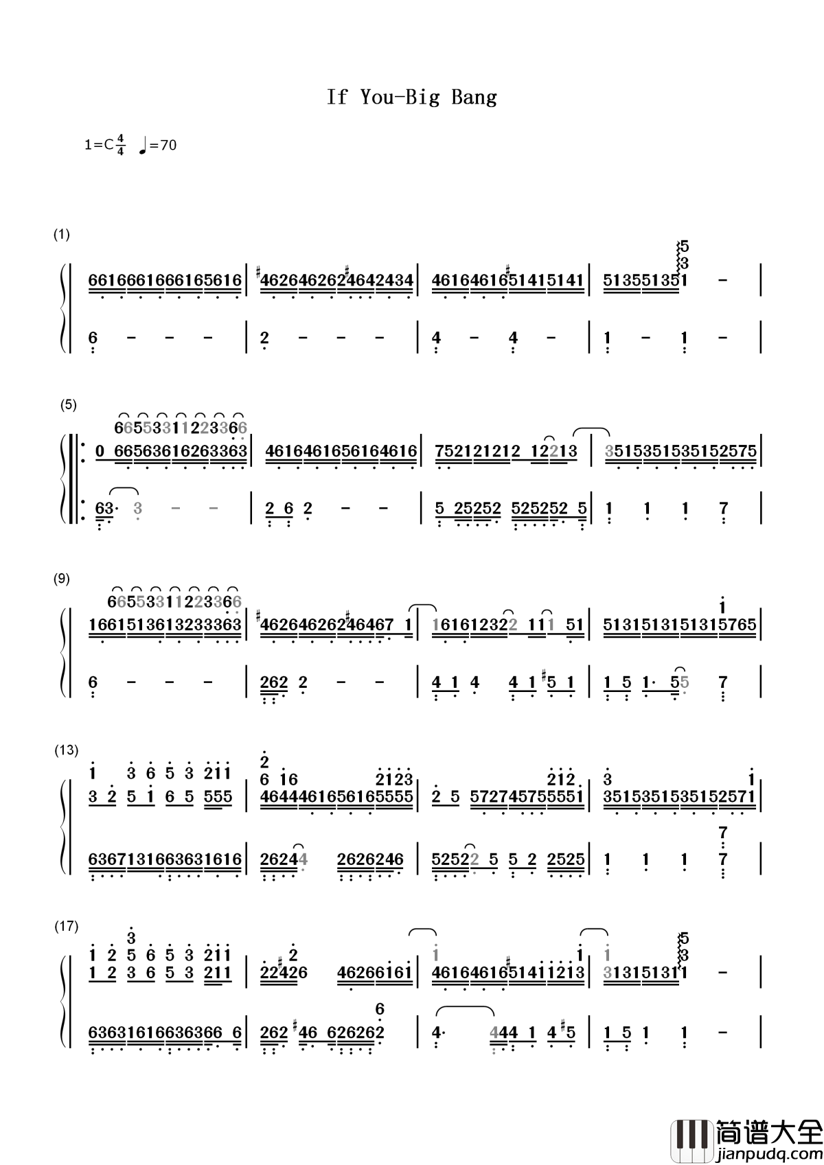 If_You简谱__BIGBANG__为什么大都要为情所困一次，是少不更事亦或年少轻狂?