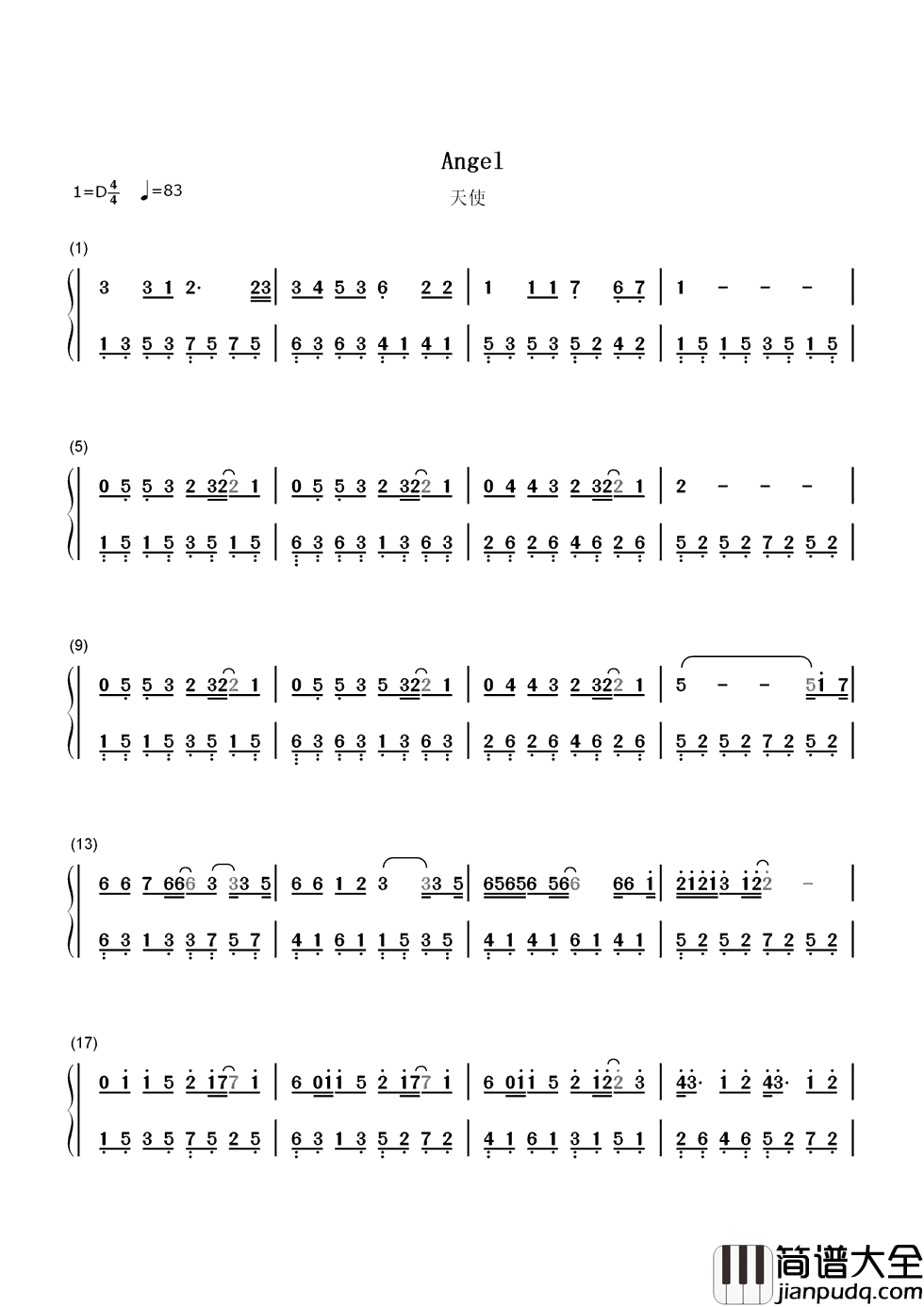 天使简谱__五月天__你就是我的天使,守护着我的天使,从此我学会了飞翔