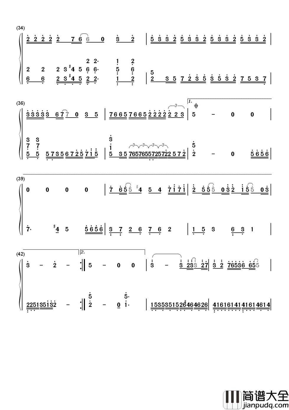 只想一生跟你走简谱__张学友__心若相知，更要珍惜