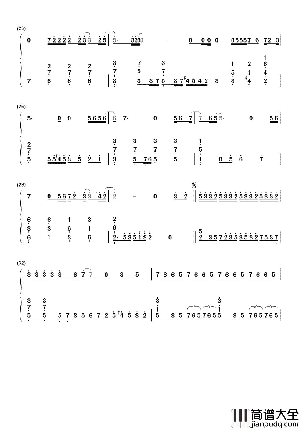 只想一生跟你走简谱__张学友__心若相知，更要珍惜