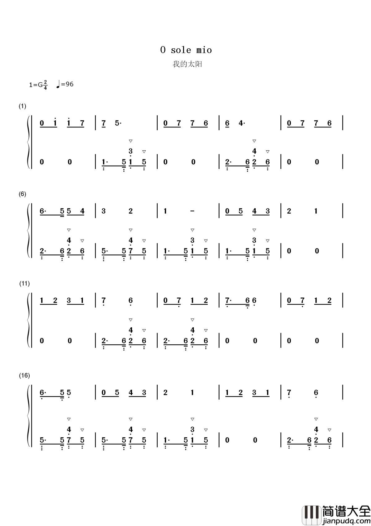 我的太阳简谱__Eduardo_di_Capua__享誉世界的意大利民歌，震撼全球