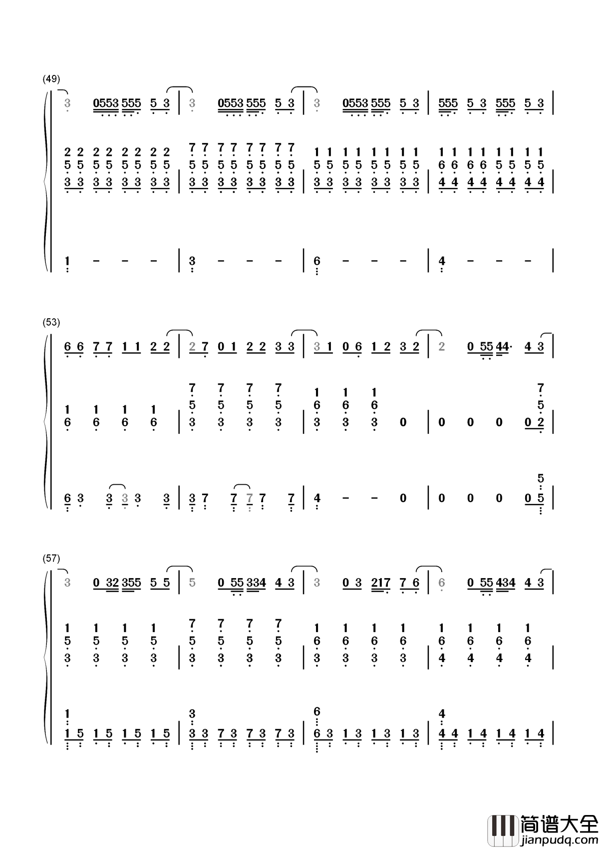 倒数简谱_邓紫棋_继续不留余力的爱你
