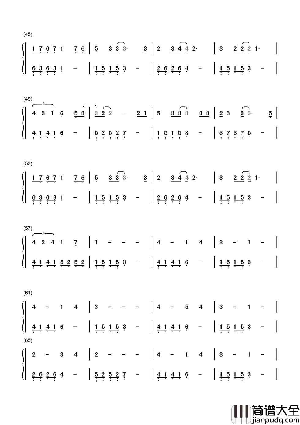 旋木简谱__王菲__不管我能够陪你有多长，至少能让你幻想与我飞翔