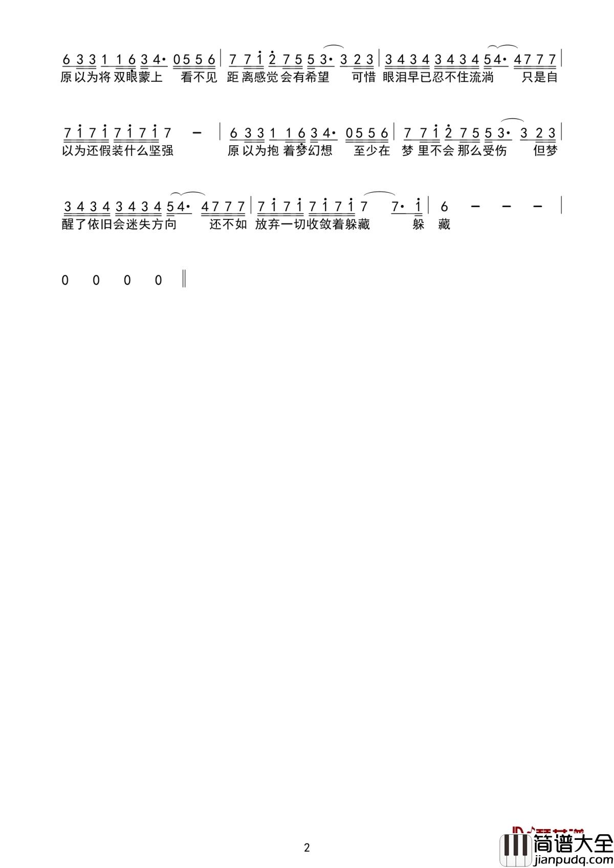 鸵鸟简谱_龙迦娜_孤独纠缠着寂寞，望着前方的未知，它，还要走上多久