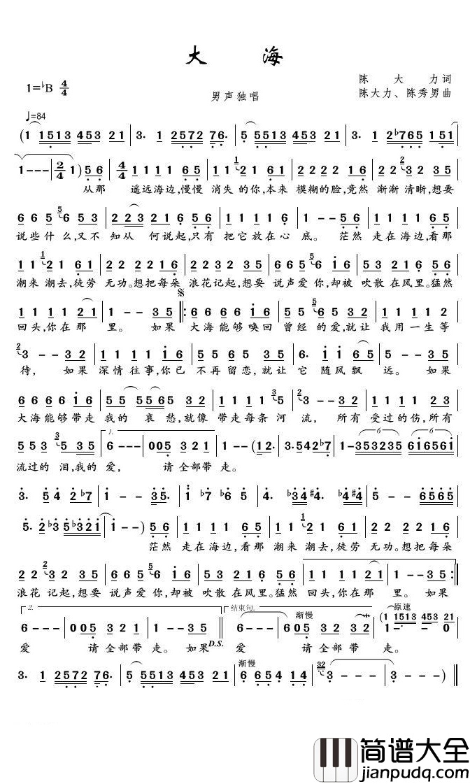 大海简谱__张雨生__一个短暂生命留下的经典歌曲，一切过不去的终将过去