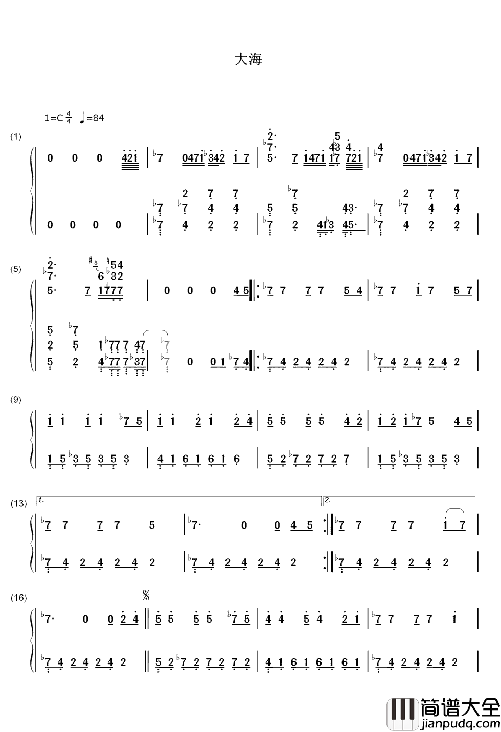 大海简谱__张雨生__一个短暂生命留下的经典歌曲，一切过不去的终将过去