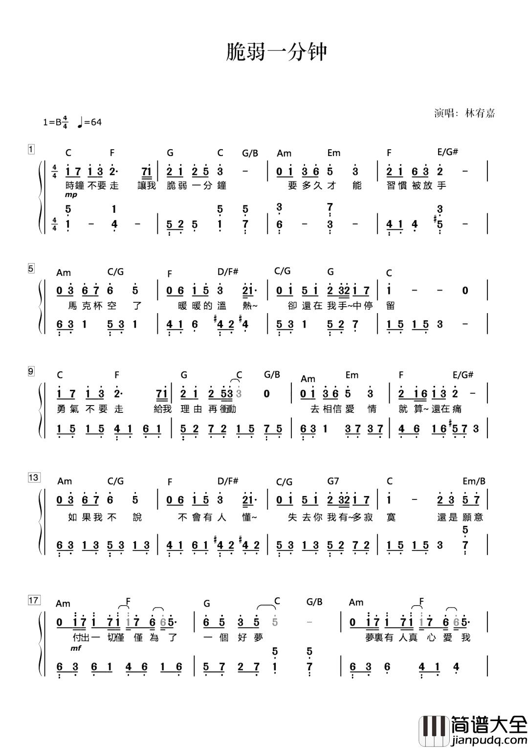 脆弱一分钟简谱_林宥嘉：首次展现呢喃式超低音，唱尽脆弱心声。