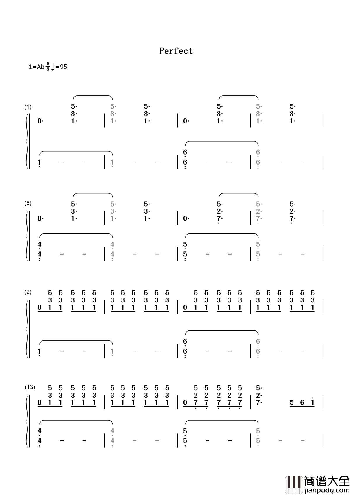 Perfect简谱__Ed_Sheeran__致纯真爱情，愿你被世界温柔相待