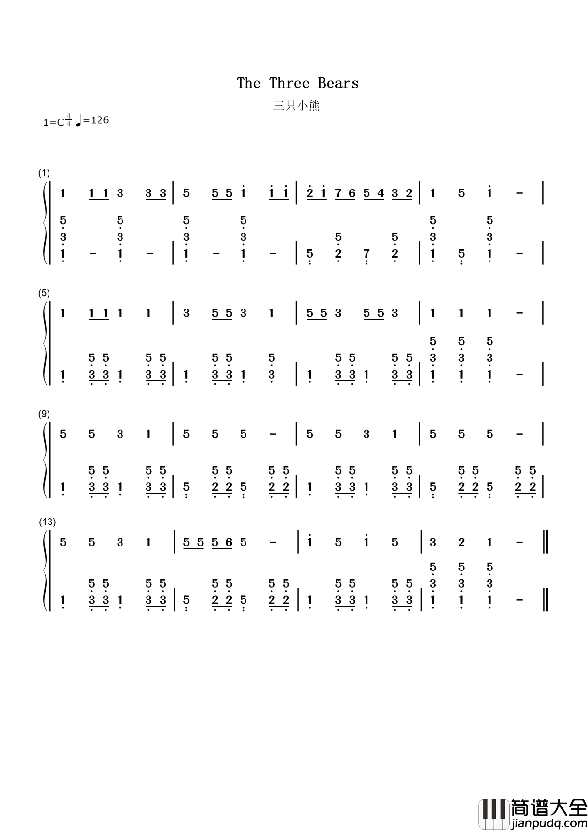 三只小熊简谱__키즈클럽__浪漫满屋插曲，乔妹带火的韩国儿童歌谣