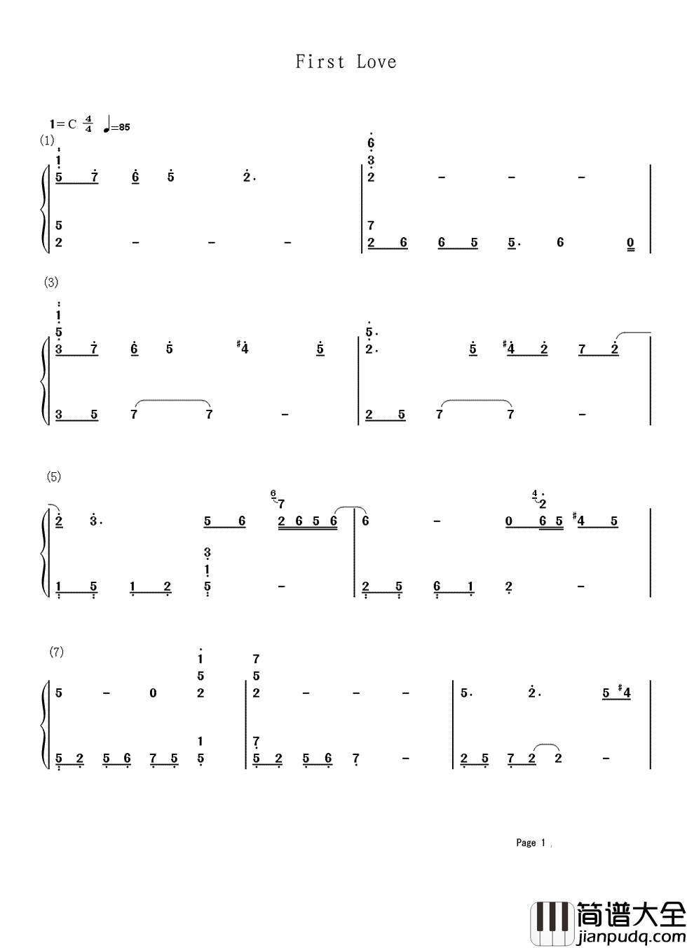 First_Love简谱__宇多田光__全亚洲销量最高的专辑，你还记得你的初恋吗