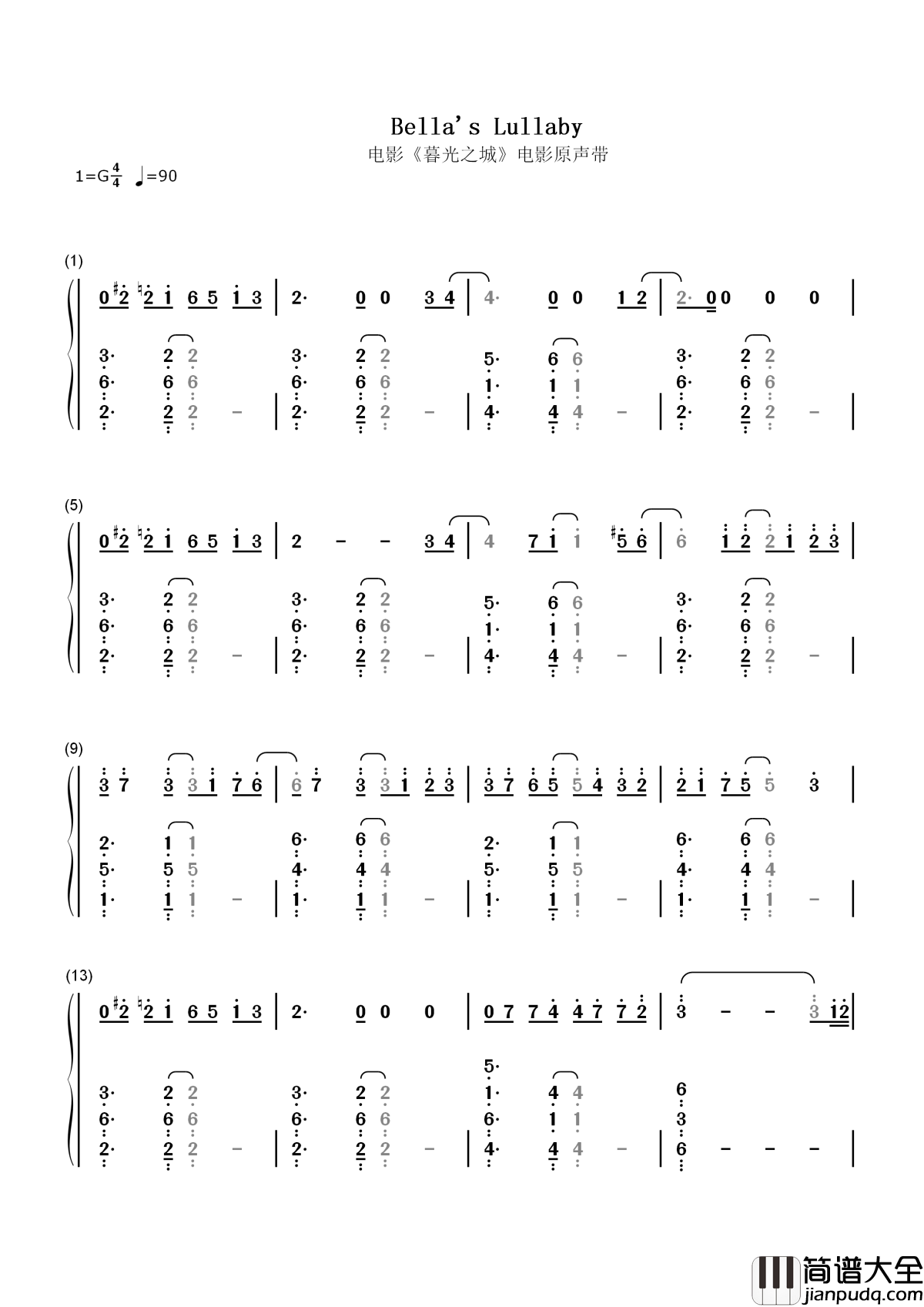 Bella's_Lullaby简谱__Carter_Burwell__暮光之城中让人记住的缠绵