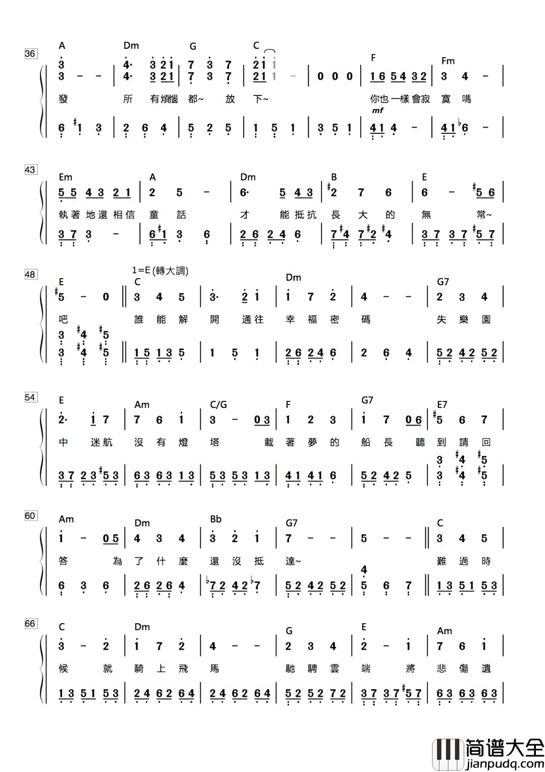 长大的童话简谱_林宥嘉：哀而不伤，倾听成长的迷惘。